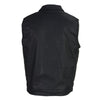 Milwaukee Leather MDM3030 Men’s Black Waxy Coated Denim Club Style Motorcycle Rider Vest w/ Shirt Collar