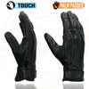 Milwaukee Leather MG7526 Men's Black Leather i-Touch Screen Compatible Gel Palm Racer Motorcycle Gloves w/ Finger Protection