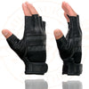 Milwaukee Leather MG7548 Men's Black Leather Mesh Gel Palm Fingerless Reflective Motorcycle Gloves