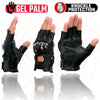 Milwaukee Leather MG7555 Men's Black Leather Gel Padded Fingerless Motorcycle Hand Gloves W/ ’Hard Knuckle’ For Protection