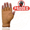 Milwaukee Leather MG7761 Women's Saddle Leather Gel Palm Fingerless Motorcycle Hand Gloves W/ Stylish ‘Wrist Detailing’