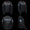 Milwaukee Leather MLL2540 Women's Crossover Black Leather Scooter Jacket Reflective Skull Graphic