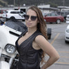 Milwaukee Leather MLL4550 Women's Black Premium Leather Classic Braided Deep V-Neck Motorcycle Rider Vest W/Front Zip