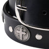 Milwaukee Leather MP7108 Men's Cross Circle Black Leather Belt w/ Interchangeable Buckle - 1.5 inches Wide