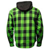 Milwaukee Leather Men’s Titans Green and Black Plaid Hooded Riding Shirt w/ CE Armor & Aramid Fiber Panels - MPM1659