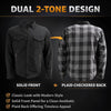 Milwaukee Leather Men’s Two-Tone CE Armored Flannel - Solid Front / Plaid Back - Reinforced w/ Aramid Fibers - MPM1670