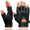 Milwaukee Leather SH357 Men's Black Leather Gel Padded Palm Fingerless Motorcycle Hand Gloves W/ ‘Welted Perforated Leather’