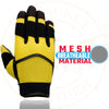 Milwaukee Leather SH791 Men's Black Leather and Yellow Mesh Combo Racing Motorcycle Hand Gloves W/ Elasticized Fingers