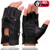 Milwaukee Leather SH851 Men's USA Deer Skin Leather Black Gel Padded Palm Fingerless Motorcycle Riders Gloves