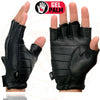 Milwaukee Leather SH877 Men's Fingerless USA Deerskin Black Perforated Leather Motorcycle Gloves w/ Gel Palm