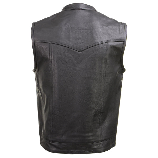 Xelement XS1937 Men's 'Quick Draw' Black Leather Motorcycle Biker Rider Vest