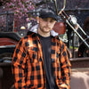 Milwaukee Leather MNG11642 Men's Flannel Plaid Orange and Black Long Sleeve Cotton Button Down Shirt w/ Hoodie