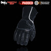 Milwaukee Leather SH607 Men's Black Leather Gauntlet Padded Back Racing Motorcycle Hand Gloves W/ Reflective Piping.