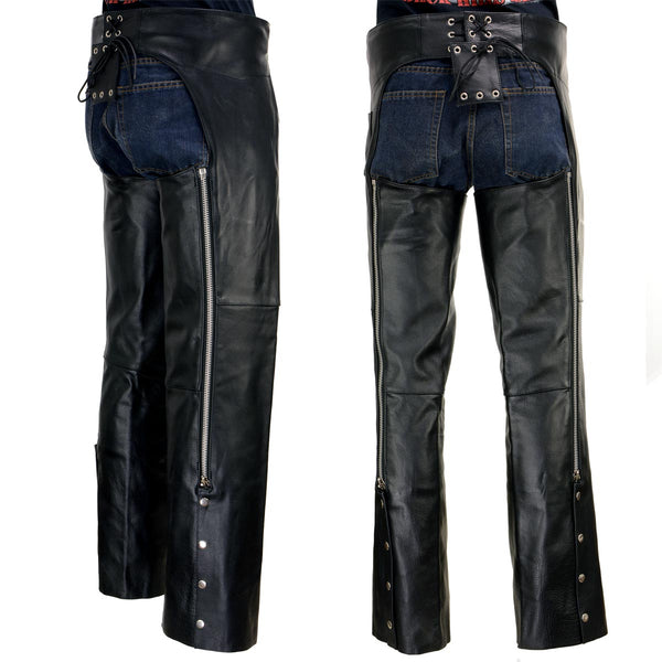 Xelement 7550 'Classic' Black Unisex Leather Motorcycle Riding Chaps