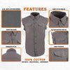 Milwaukee Leather DM4004 Men's Grey Lightweight Denim Shirt with Sleeveless Frayed Cut Off