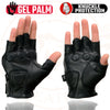 Milwaukee Leather MG7555 Men's Black Leather Gel Padded Fingerless Motorcycle Hand Gloves W/ ’Hard Knuckle’ For Protection