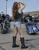 Milwaukee Leather ML1254 Women's Black Naked Leather Side Lace Motorcycle Rider Vest W/Milwaukee Logo Snaps Closure