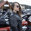 Milwaukee Leather MLL2540 Women's Crossover Black Leather Scooter Jacket Reflective Skull Graphic