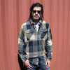 Milwaukee Leather Men's Flannel Plaid Shirt Beige with Black and Blue Long Sleeve Cotton Button Down Shirt MNG11639