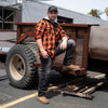 Milwaukee Leather MNG11642 Men's Flannel Plaid Orange and Black Long Sleeve Cotton Button Down Shirt w/ Hoodie