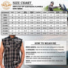 Milwaukee Leather MNG11695 Men’s Classic Black and Dark Grey Button-Down Flannel Cut Off Frayed Sleeveless Casual Shirt