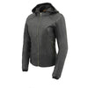 Milwaukee Leather MPL2745 Women's Black Zipper Front Jacket with Full Sleeve Removable Hoodie