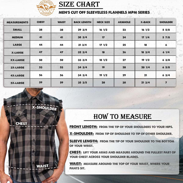 Milwaukee Leather MPM1647 Men’s Classic Black and White Button-Down Flannel Cut Off Sleeveless Casual Shirt