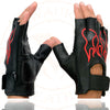 Milwaukee Leather SH198 Men's Black Leather Gel Padded Palm Fingerless Motorcycle Hand Gloves W/ ‘Red Flame Embroidered’