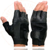 Milwaukee Leather SH217 Men's Black Leather Gel Padded Palm Fingerless Motorcycle Hand Gloves W/ Breathable ‘Mesh Material’