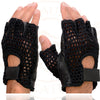 Milwaukee Leather SH219 Men's Black Leather Gel Padded Palm Fingerless Motorcycle Hand Gloves W/ Breathable ‘Mesh Material’