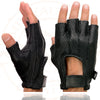 Milwaukee Leather SH877 Men's Fingerless USA Deerskin Black Perforated Leather Motorcycle Gloves w/ Gel Palm