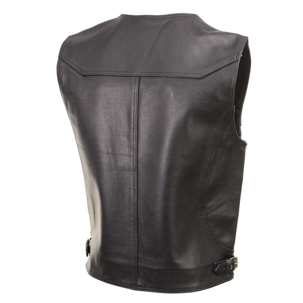 Xelement XS1927 Men's 'Road King' Black Motorcycle Leather Biker Vest