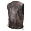 Xelement XS3540 Men's 'Wreck' Distressed Brown Multi-Pocket Motorcycle Biker Rider Leather Vest