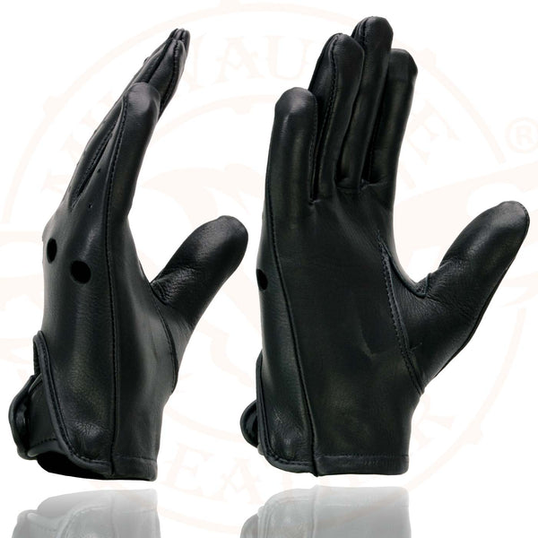 Milwaukee Leather MG7720 Women's Black Perforated Leather Full Finger Motorcycle Hand Gloves W/ Breathable ‘Open Knuckle’