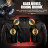 Milwaukee Leather Men's Bare Bones Black Reflective Skull CE Armored Riding Hoodie, Shoulder and Elbow Armor - MPM1797