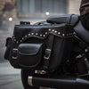 Milwaukee Leather SH66601ZB Black Zip-Off Double Pocket Studded PVC Throw Over Saddlebags
