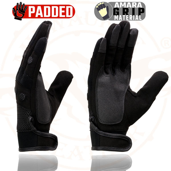 Milwaukee Leather SH761 Men's Black Textile Padded Knuckle Mechanics Gloves with Amara Palm