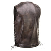 Xelement XS3540 Men's 'Wreck' Distressed Brown Multi-Pocket Motorcycle Biker Rider Leather Vest