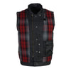 Milwaukee Leather MDM3030 Men’s Black Waxy Coated Denim Club Style Motorcycle Rider Vest w/ Shirt Collar