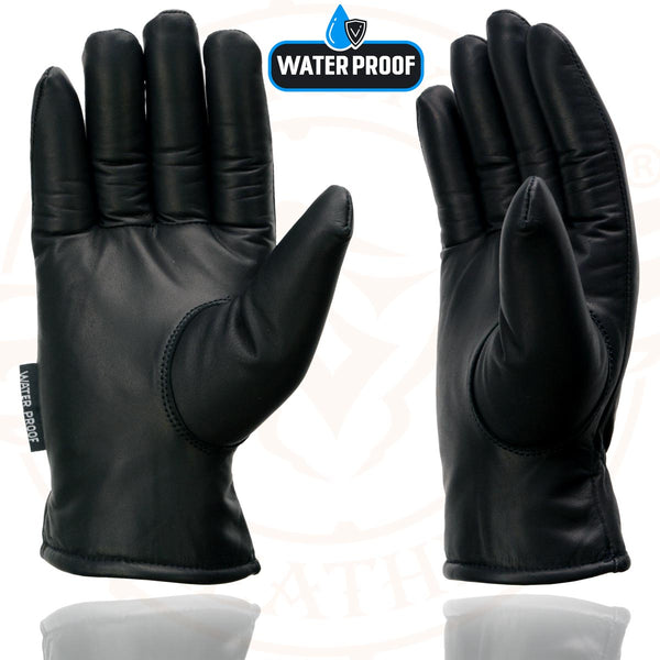 Milwaukee Leather MG7523 Men's Black Leather Waterproof Cruiser Motorcycle Hand Gloves