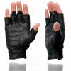 Milwaukee Leather MG7548 Men's Black Leather Mesh Gel Palm Fingerless Reflective Motorcycle Gloves