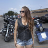 Milwaukee Leather ML1254 Women's Black Naked Leather Side Lace Motorcycle Rider Vest W/Milwaukee Logo Snaps Closure