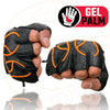 Milwaukee Leather SH198 Men's Black Leather Gel Padded Palm Fingerless Motorcycle Hand Gloves W/ ‘Orange Flame Embroidered’