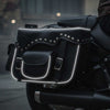 Milwaukee Leather SH66601ZB Black Zip-Off Double Pocket Studded PVC Throw Over Saddlebags