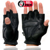 Milwaukee Leather SH850 Men's Black Leather Gel Padded Palm Fingerless Motorcycle Hand Gloves W/ Soft ‘Genuine USA Deerskin’