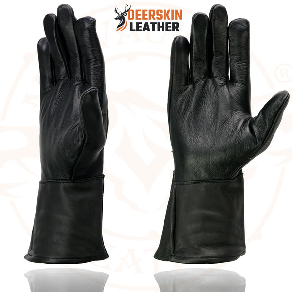 Milwaukee Leather SH864 Men's Gauntlet USA Deerskin Leather Unlined Motorcycle Winter Gloves