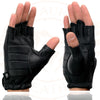 Milwaukee Leather SH877 Men's Fingerless USA Deerskin Black Perforated Leather Motorcycle Gloves w/ Gel Palm