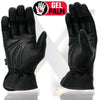 Xelement XG7700 Women's Black Leather Gel Palm Lightweight Motorcycle Hand Gloves W/ Open Wrist Expansion