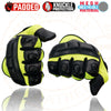 Milwaukee Leather MG7740 Women's Black Leather and Neon Green Mesh Racing Motorcycle Gloves W/ Padded Knuckle and Fingers