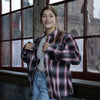 Milwaukee Leather MNG21613 Women's Black and Red with White Long Sleeve Cotton Flannel Shirt